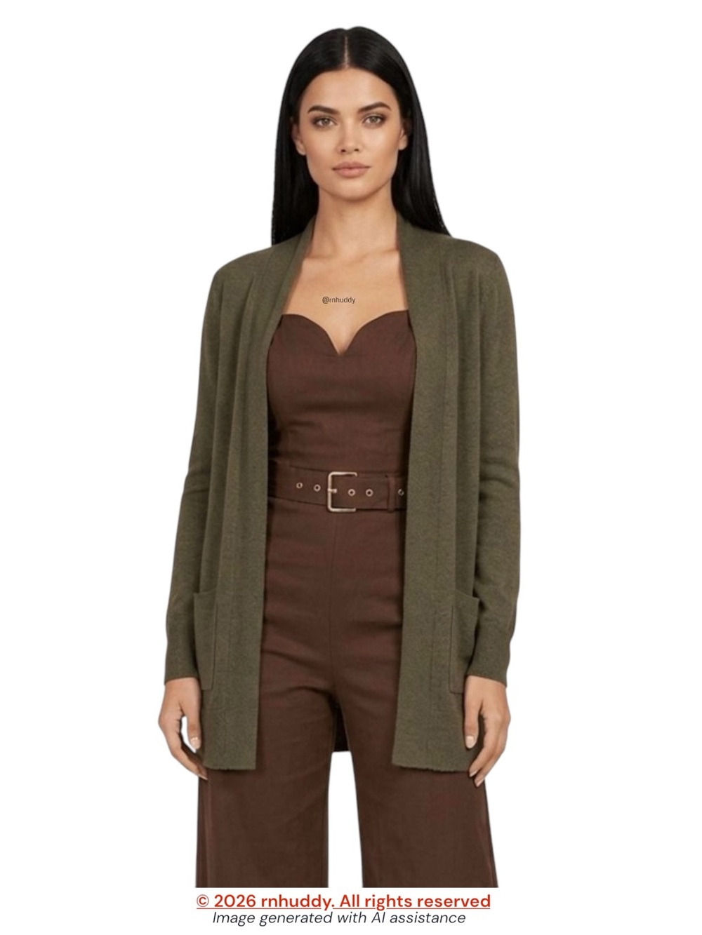 NWT Pink Clover S dark olive two pocket open cardigan